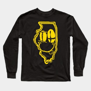 IL Eyes Illinois Grunge Smiling Face Yellow Long Sleeve T-Shirt